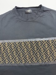 Fendi Men’s T-Shirt FF Panel Black Brown – Size L (Fits M) – Authentic