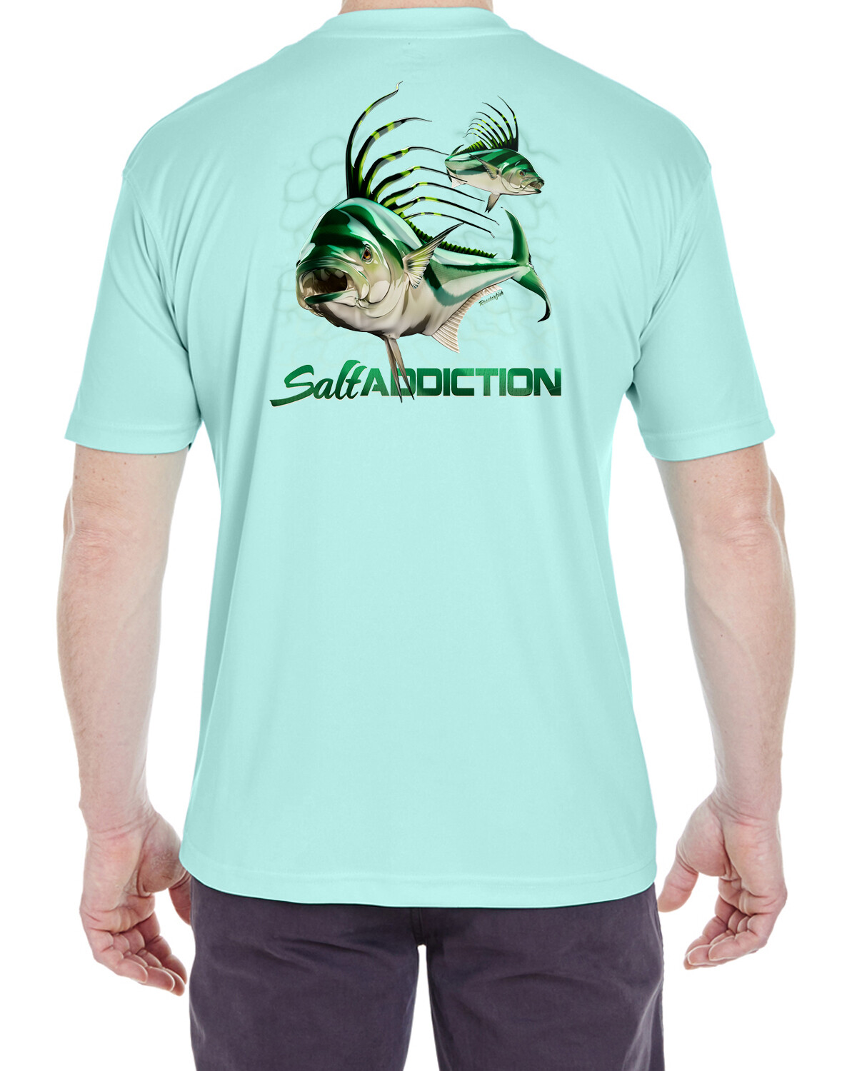 Salt Addiction Short Sleeve Micro Fiber T-Shirt saltwater Roosterfish uv poly gallery