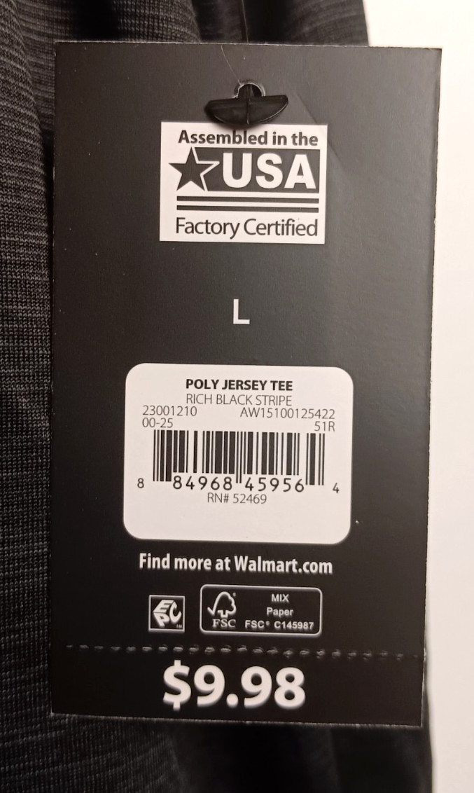 Athletic Works Men’s Driworks Tee Shirt Large Poly Jersey Rich Black Stripe USA gallery