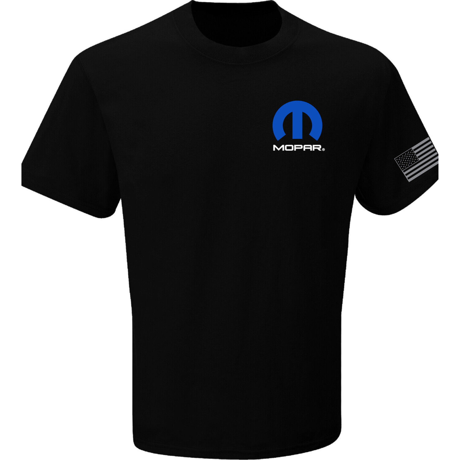 Mopar 1937 Logo Rally Stripe Short Sleeve Cotton T-Shirt Black Official Licensed gallery
