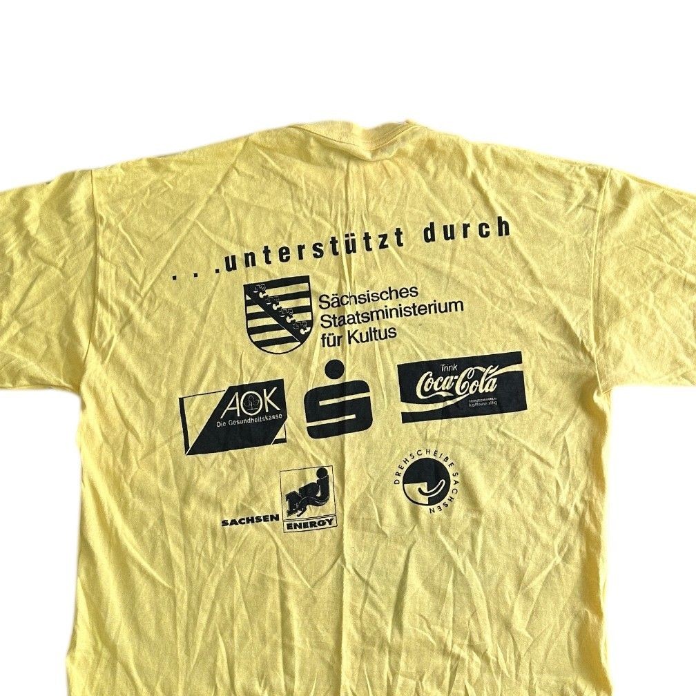 Vintage Hering Yellow Classic T-Shirt Dresden 90s Retro Graphic Mens XL gallery