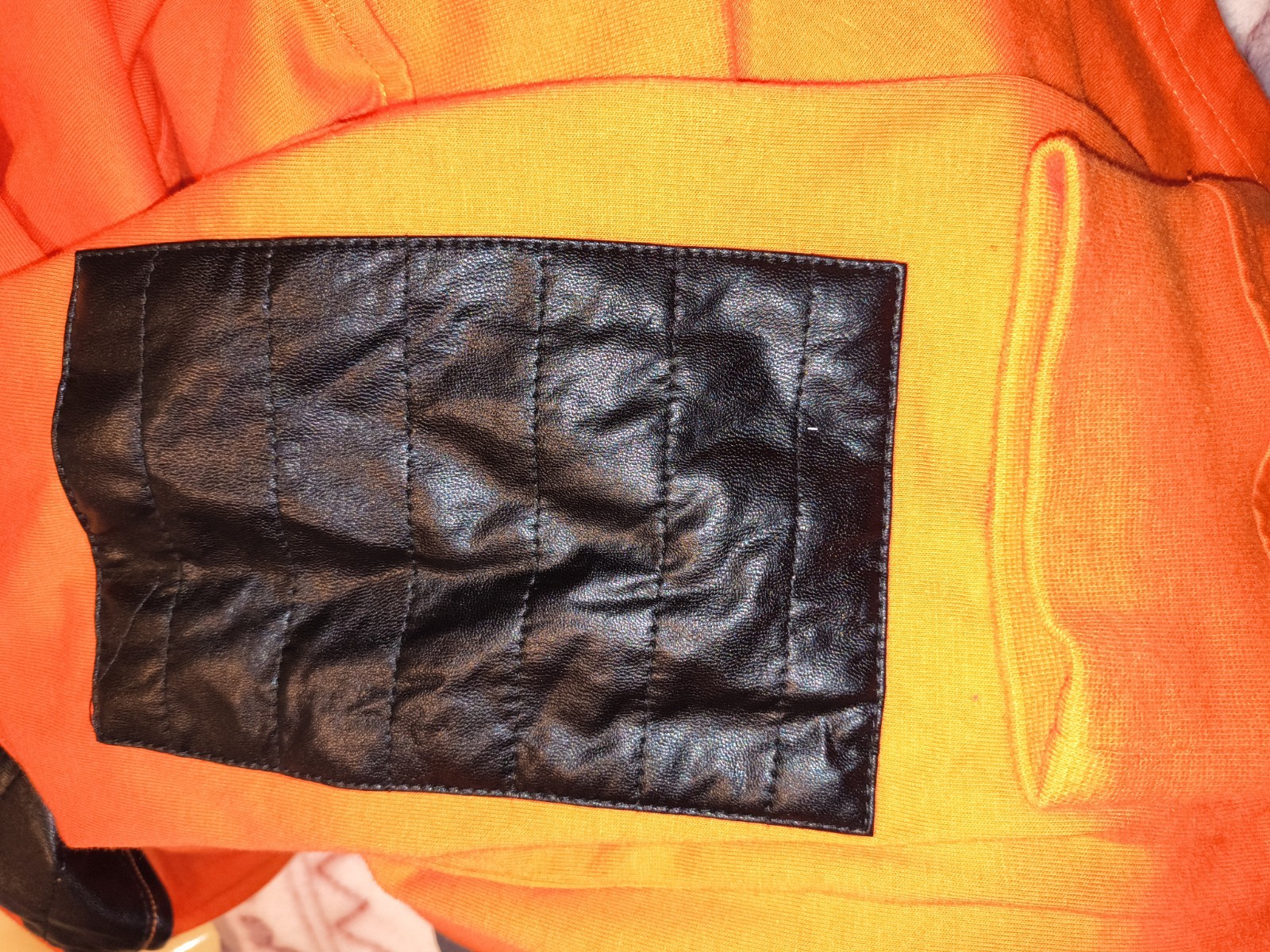 ​Men's Sean John Long Sleeve Henley Shirt - Orange/Black Quilted Accents - SzXL gallery