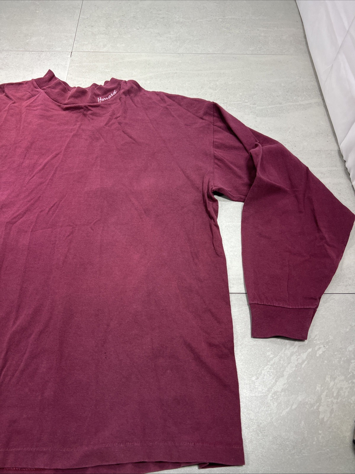 Vintage Harvard Logo 7 USA Made Mock Neck Long Sleeve Shirt XL 90s Embroidered gallery