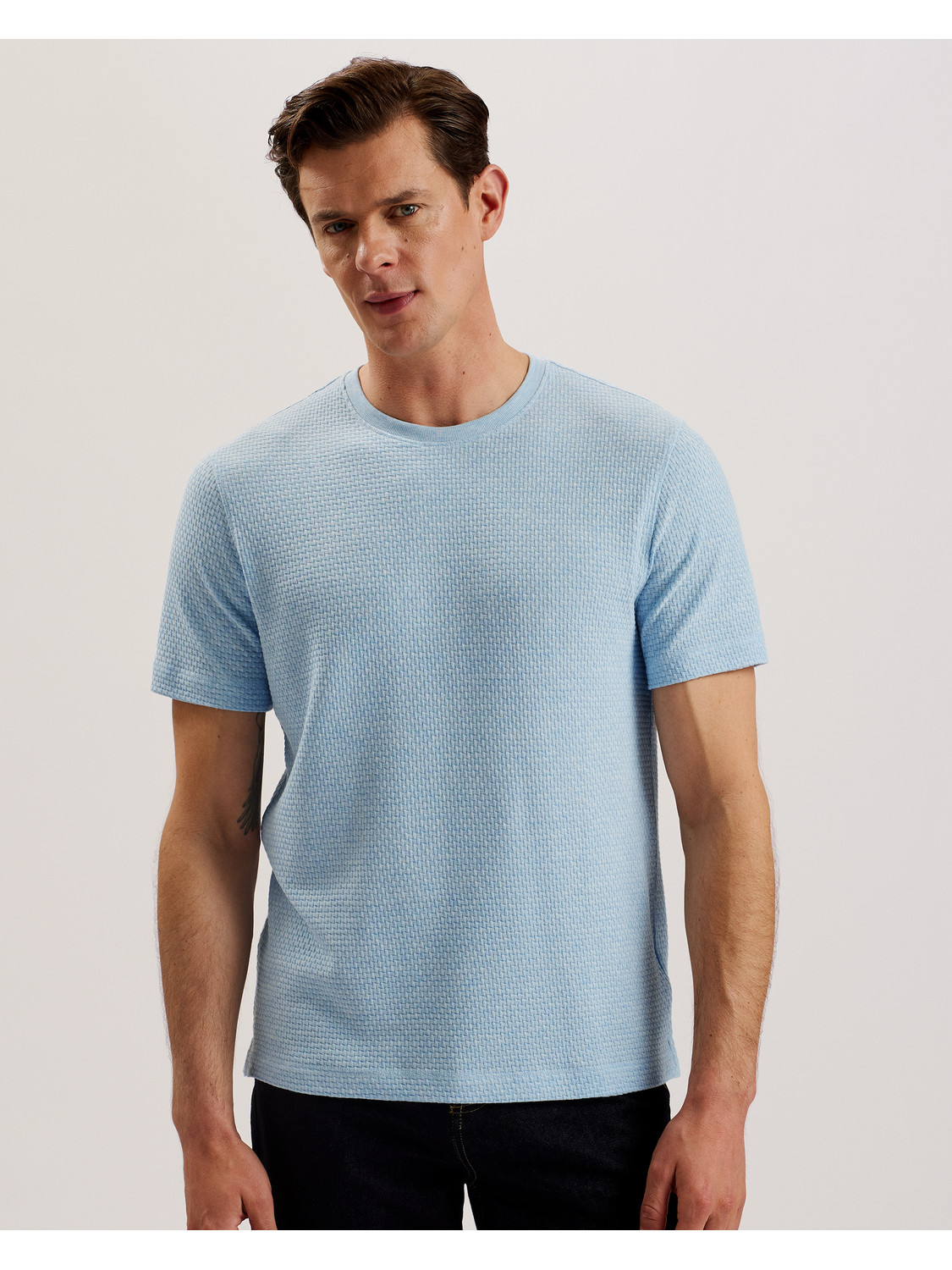 Ted Baker London Textured T-Shirt Short Sleeve Crew Neck Blue Size 5 XL gallery