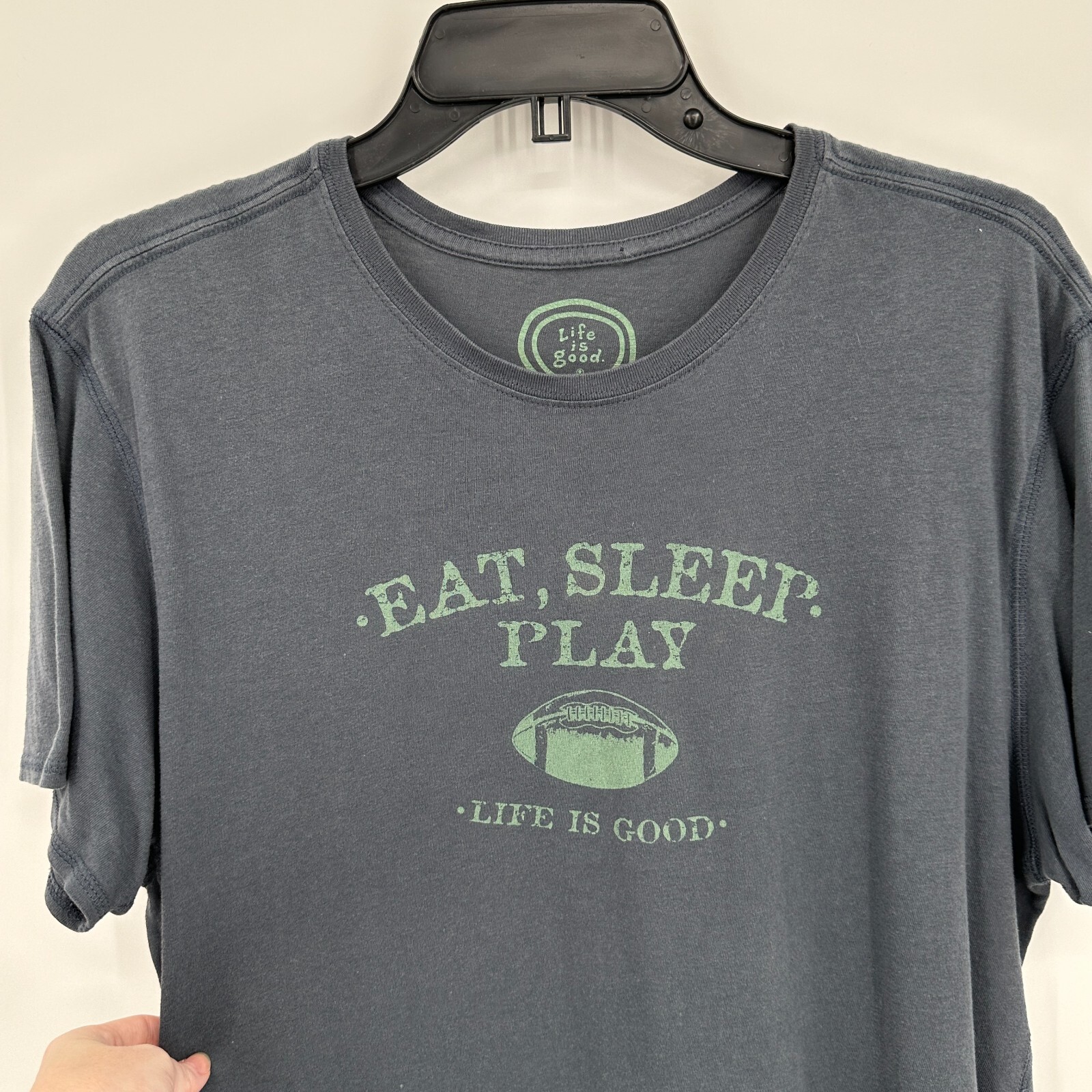 Life Is Good shirt Mens Medium Gray Eat Sleep Play Semi Fitted Lounge Top gallery
