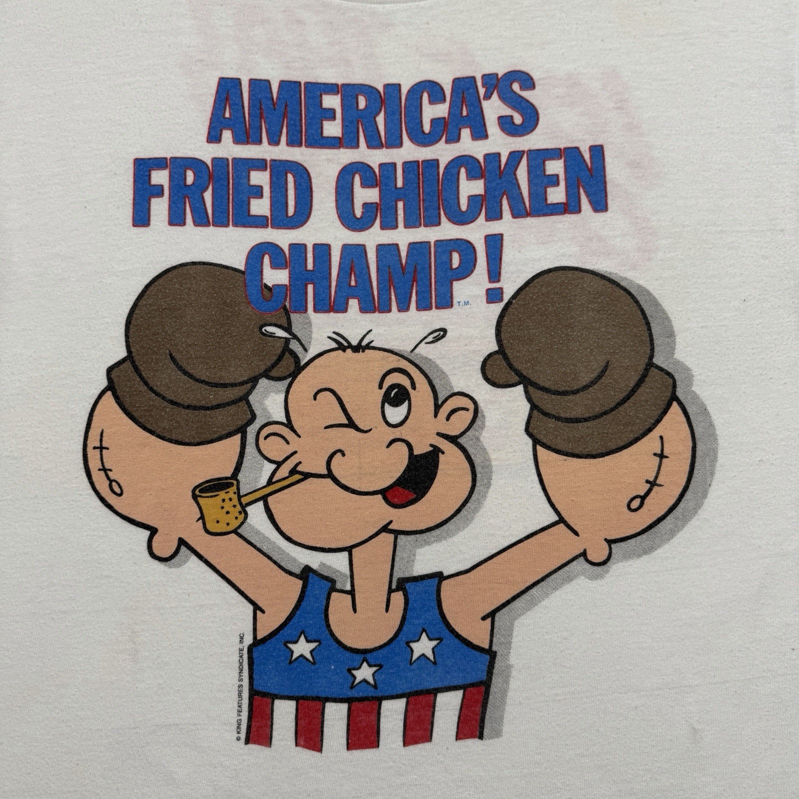Vintage 90s Popeye x Popeyes Chicken T Shirt Men's XL Single Stitch USA gallery