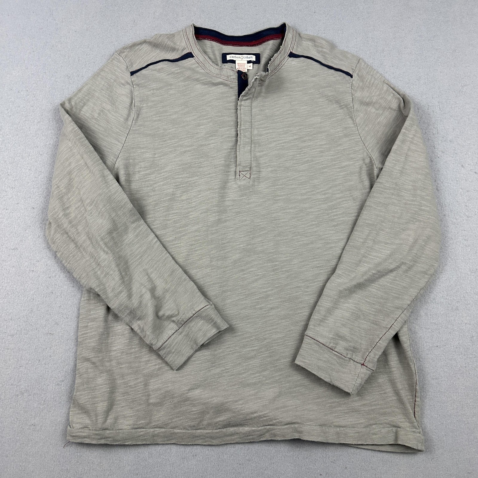 Carbon2cobalt Shirt Men Medium Green Henley Long Sleeve Cotton Casual Top M gallery