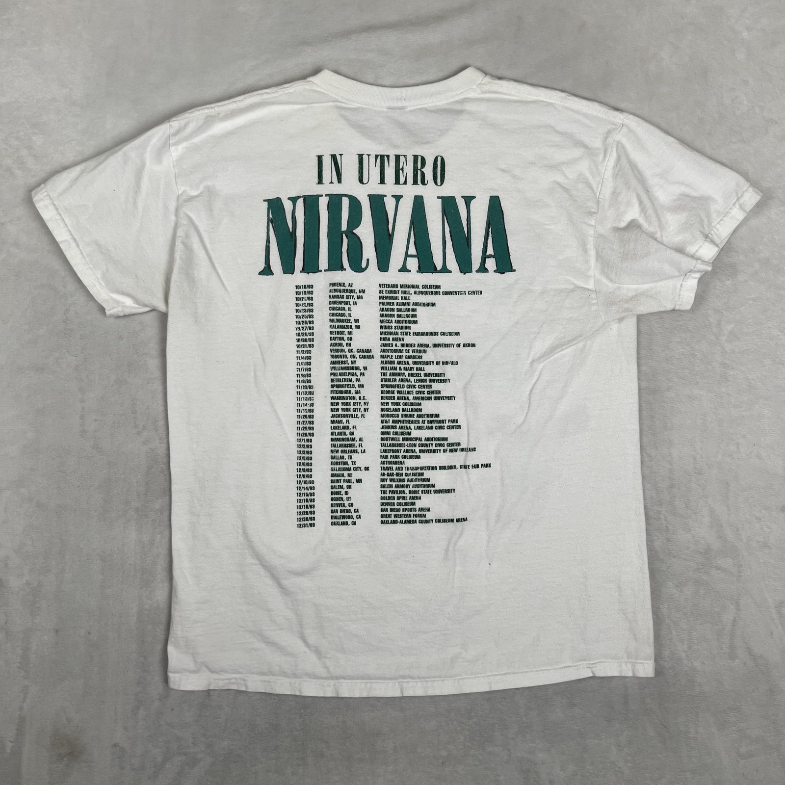 Nirvana In Utero T-Shirt Mens Medium White Angel Tour Retro Double Sided VTG gallery