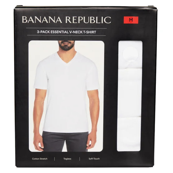 Banana Republic Men's V-Neck T-Shirts 3-Pack – Soft Cotton Stretch, Sizes S-XXL gallery