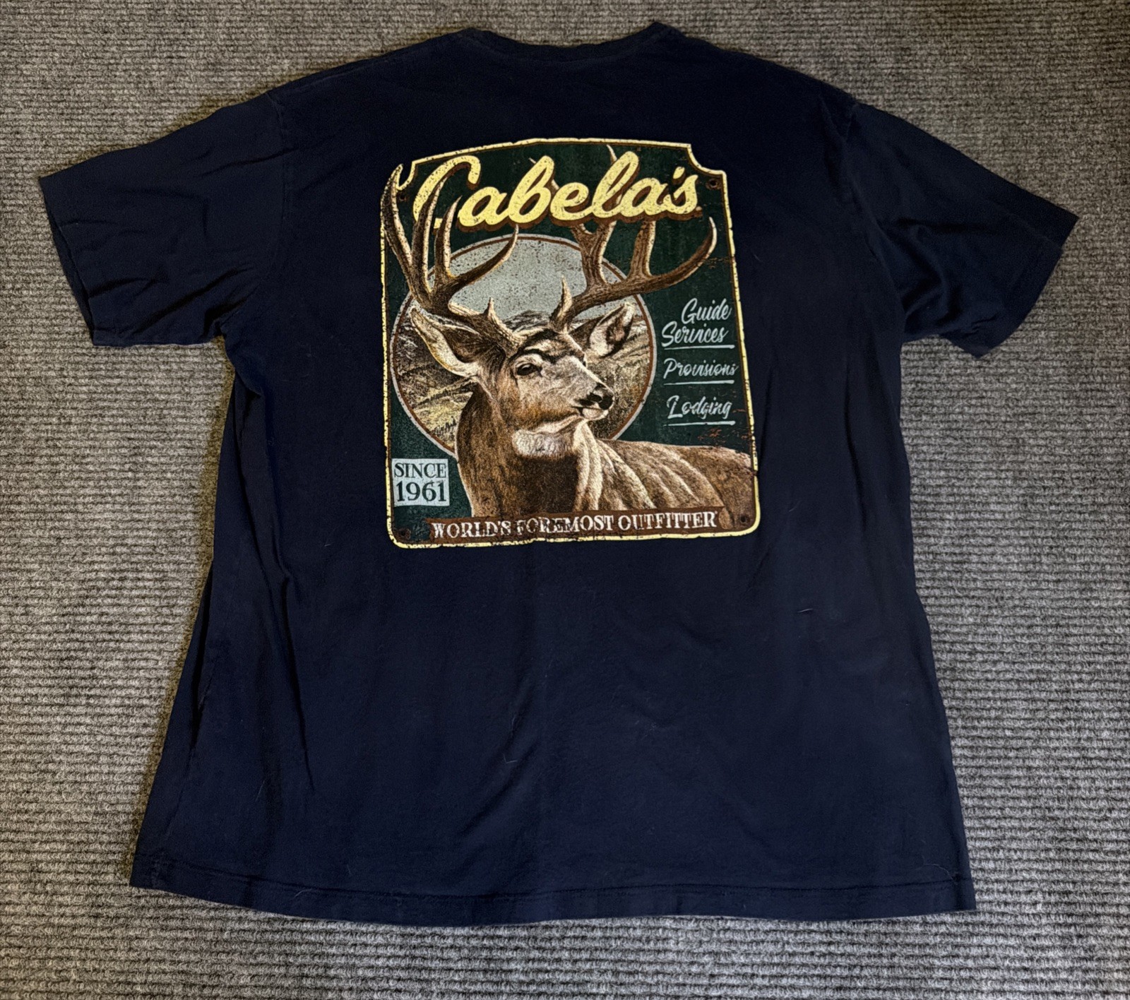 Cabelas Mens XL Navy Blue Deer Graphic T Shirt Cotton