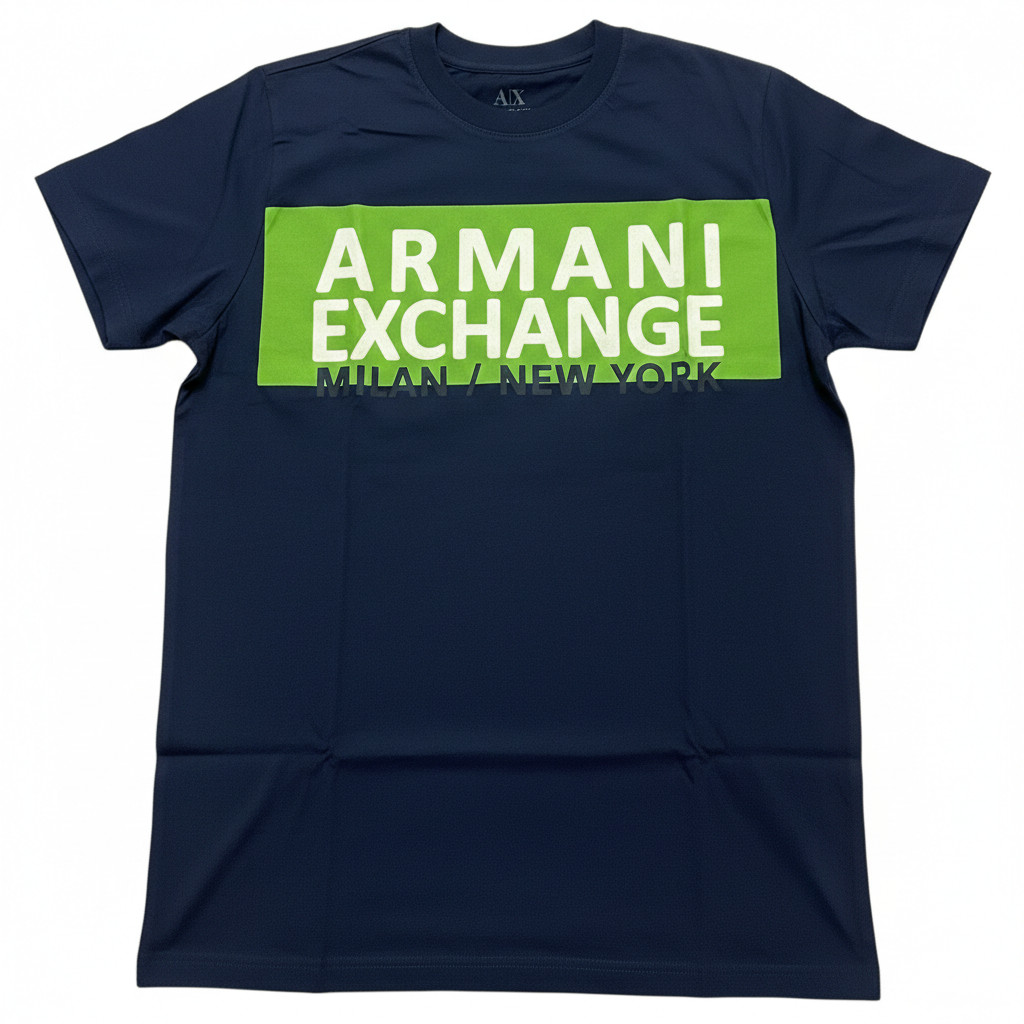 ARMANI EXCHANGE Navy Blue AX-06 Short Sleeve Slim Fit Designer Mens T-shirt NWT gallery