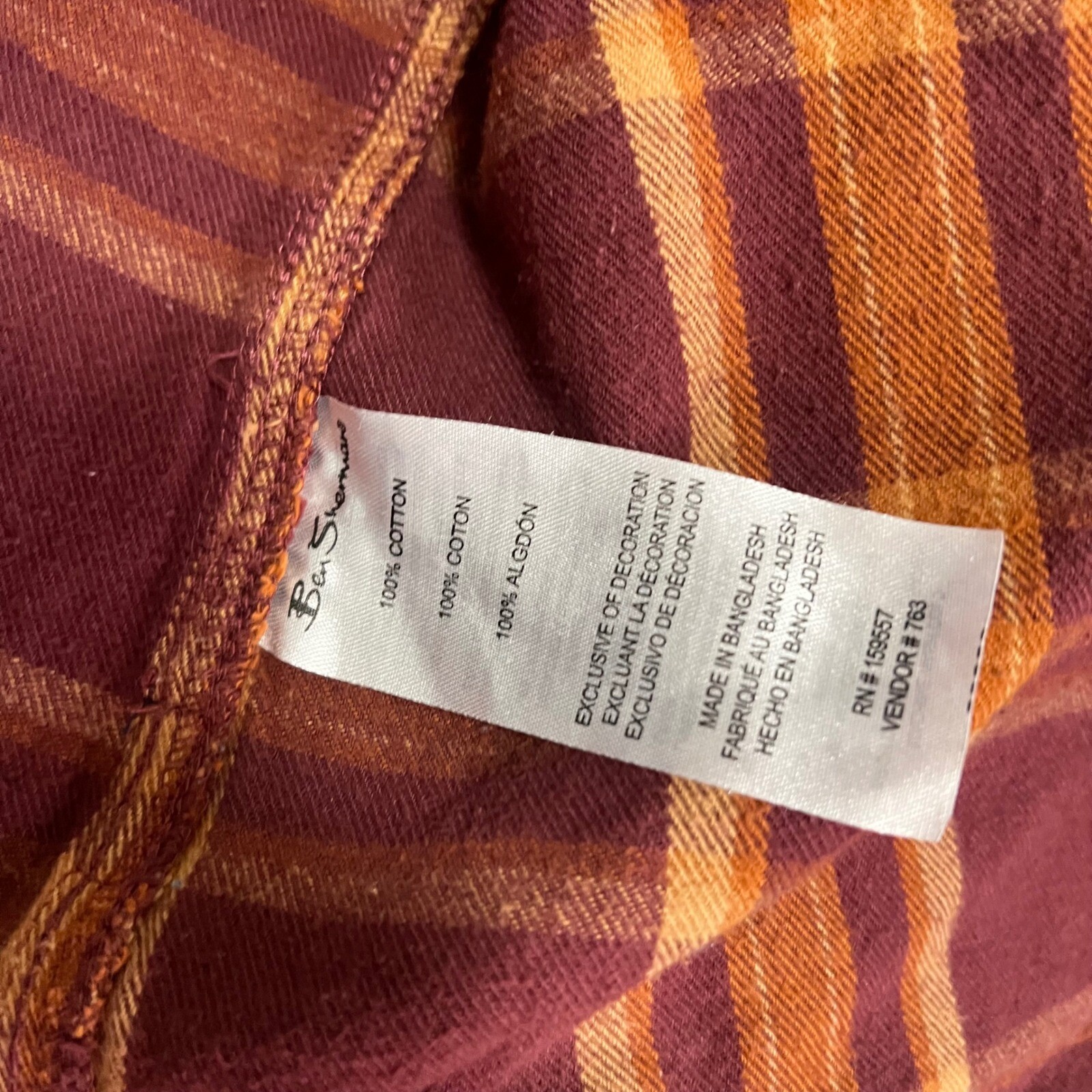 Ben Sherman Mens XL Plaid Red Orange Long Sleeve Flannel Shirt Punk Blitz GBH gallery