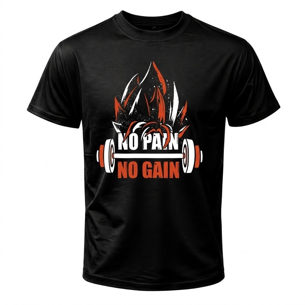 No Pain No Gain Gym Graphic Tee Womens Junior Workout Fitness Anime Style Top gallery