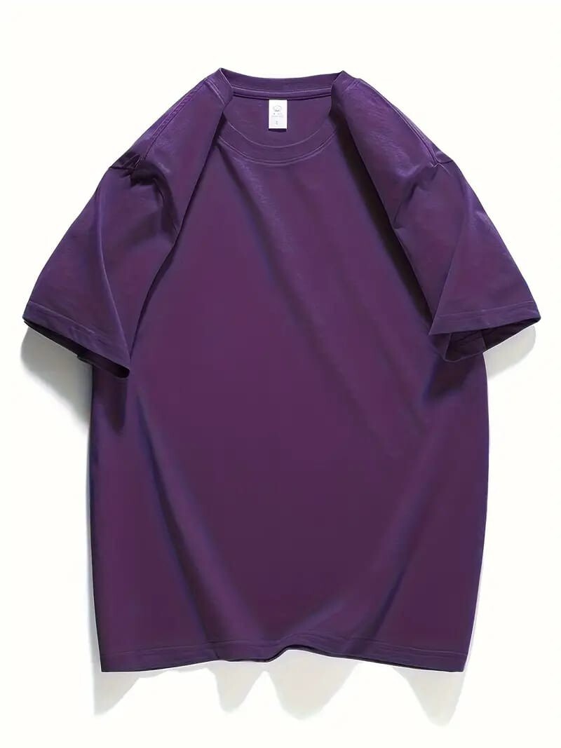 Men's Classic Solid Plain Cotton Round Hem Scallop Essentials Tshirt S-2XL gallery