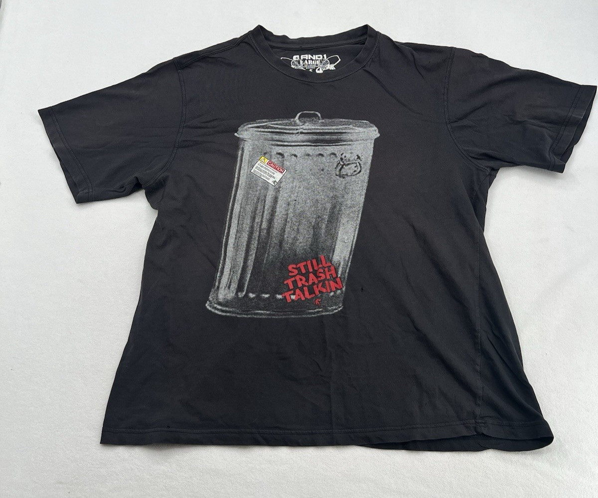 Vintage 90s AND1 Still Trash Talkin T-Shirt Mens Large Black USA Rare Basketball gallery