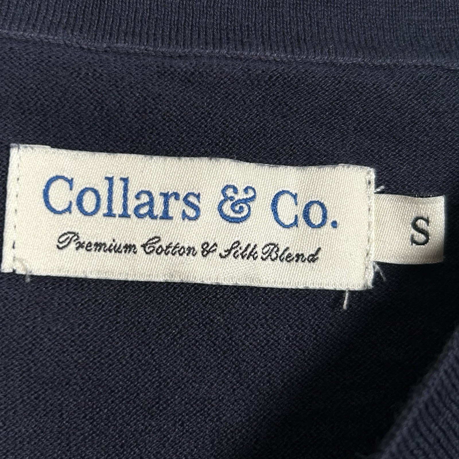 Collars & Co T-Shirt Mens Small Navy Cotton Silk Quiet Luxury Touch Lucca NEW gallery