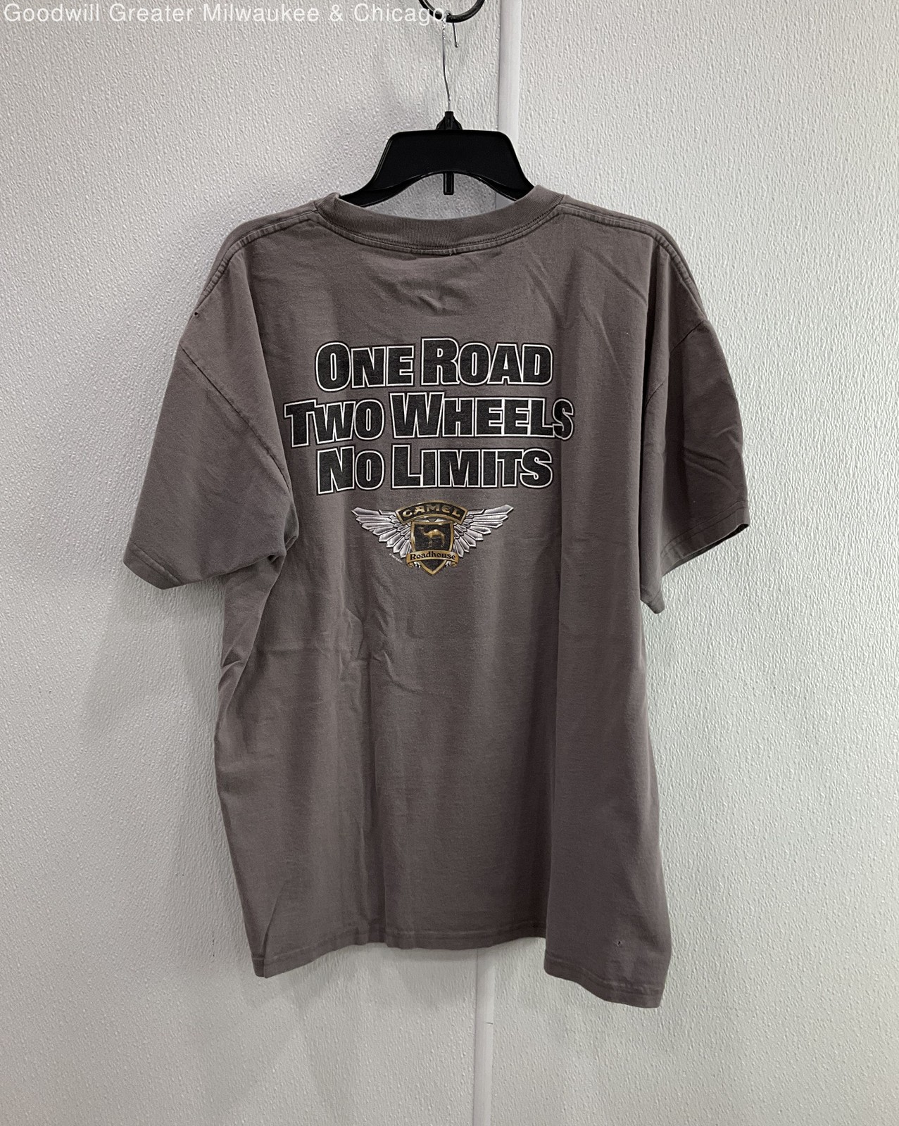 Camel Cigarettes One Road Two Wheels NoLimits Motorcycle Grey Unisex Shirt Sz XL gallery