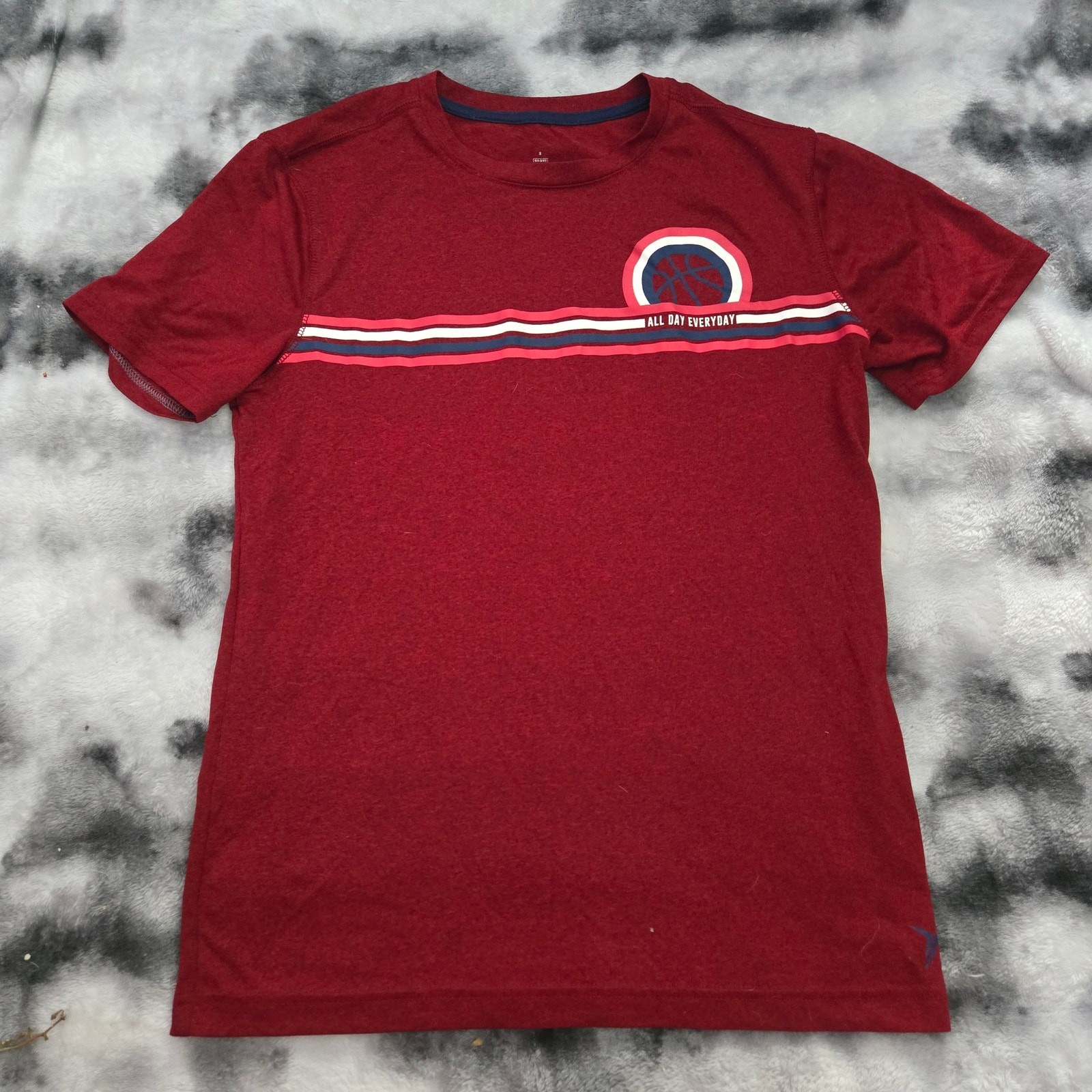 Go Dry Athletic Tee Red Striped Graphic Men's Small Performance Shirt gallery