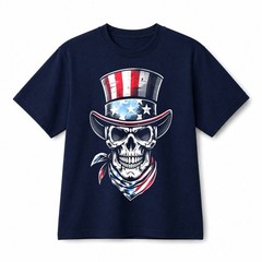 Patriotic Uncle Sam Skull Distressed Veteran USA Graphic Cotton T‑Shirt Unisex