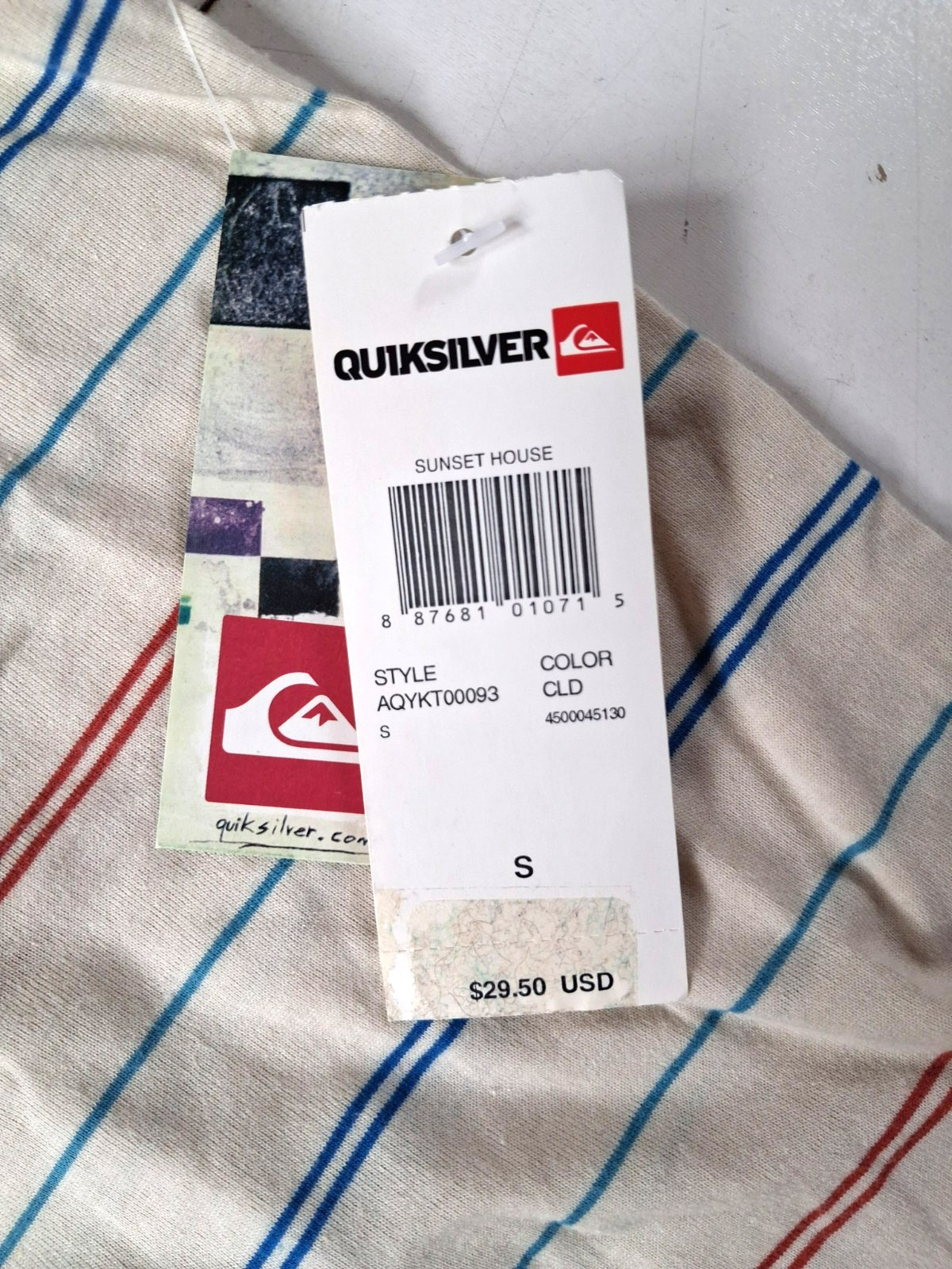 Quiksilver Mens Tank Top Small Stiped Logo Retail $29.50 Casual NWT gallery