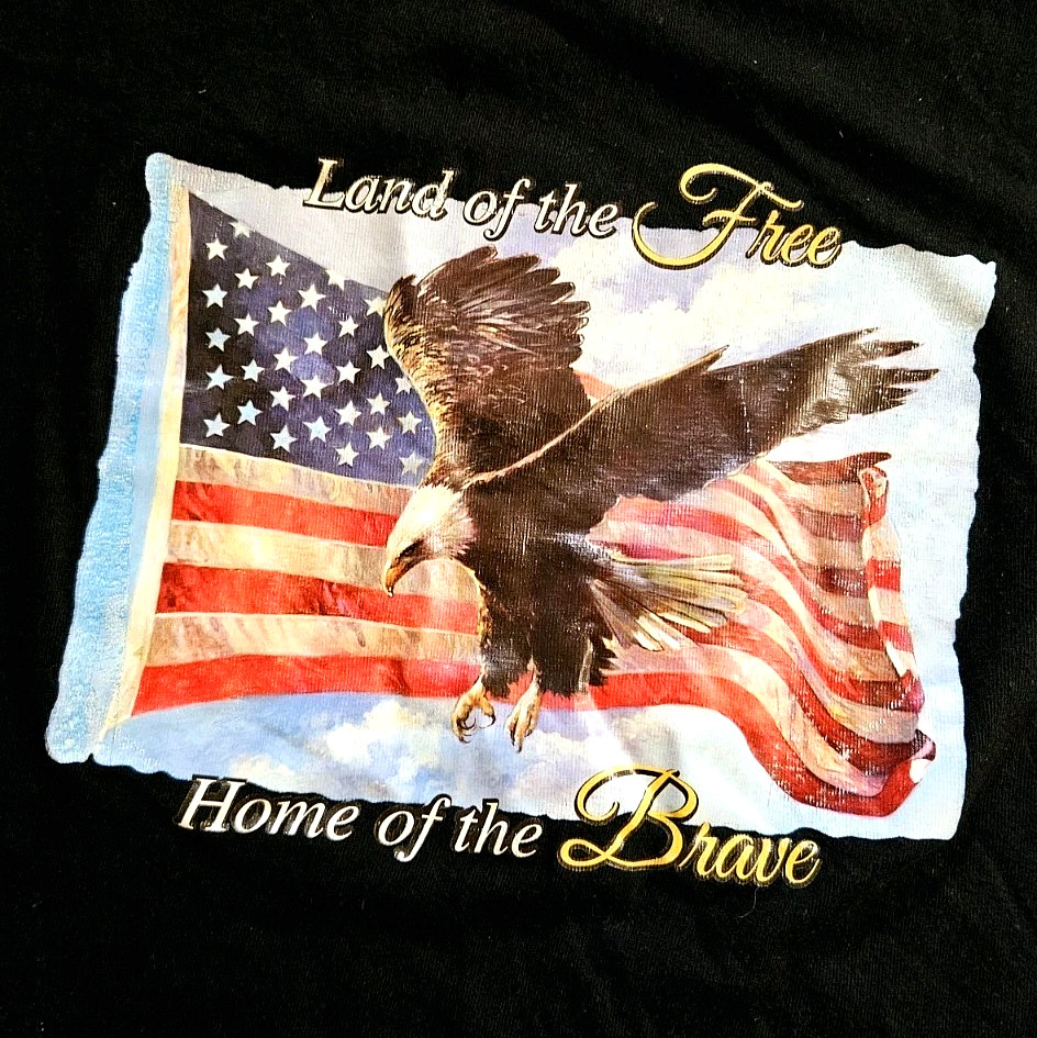 Land of the Free Home of the Brave T Shirt Eagle Flag USA Large gallery