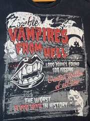 VTG “Zombie Vampires From Hell” T Shirt Movie Promo Tee Black Horror Goth -XXL