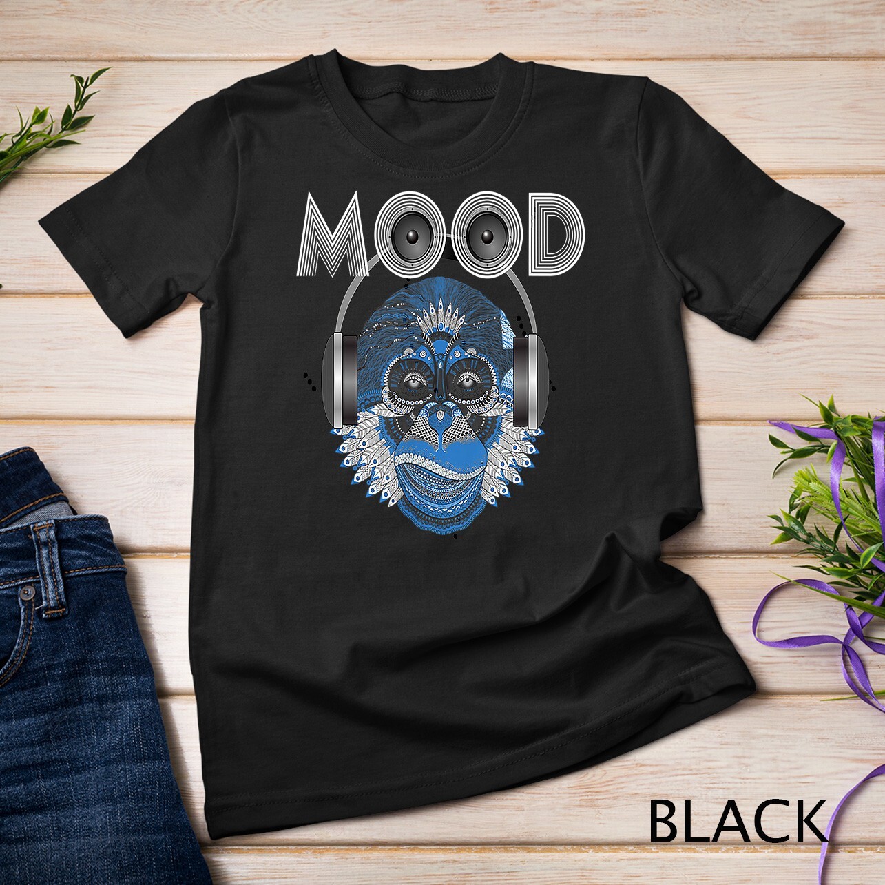 Mood – Chimpanzee With Headphones House Music Unisex T-shirt