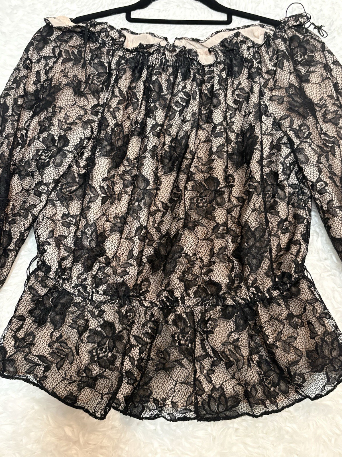 Victor Costa Black Lace Size L Long Sleeve Dress Shirt gallery