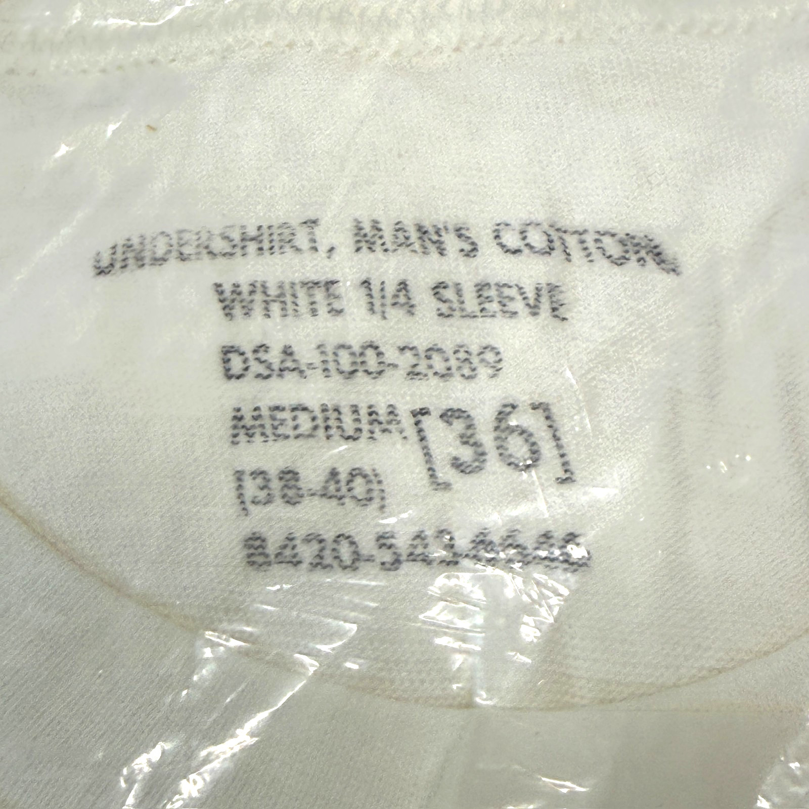 Vintage Military Undershirts 1/4 Sleeve White Cotton Medium DSA-100-2089 3 Pack gallery