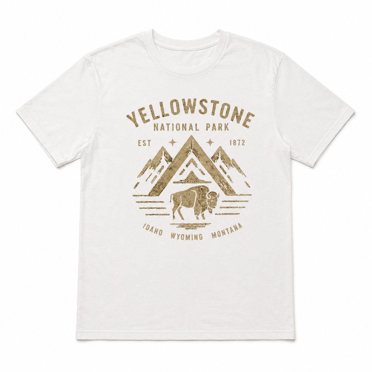 Yellowstone National Park Bison Mountain Graphic T-Shirt Outdoor Adventure Tee gallery