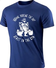 Men’s Blue Ultralight Crew Shirt “Beast In The Gym” Med to X-Large Quick Dry