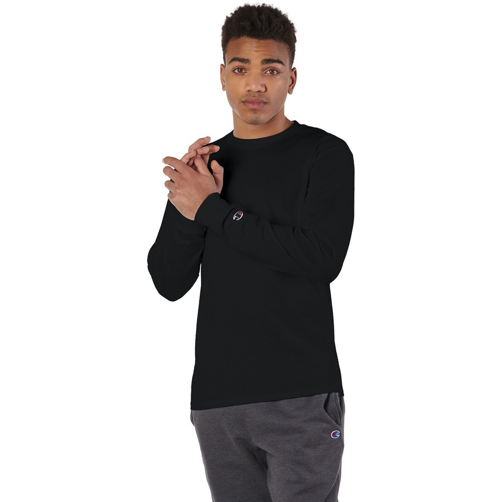 3 Pack Champion Men’s Cotton Long Sleeve Crew Neck Tag Free T-Shirt
