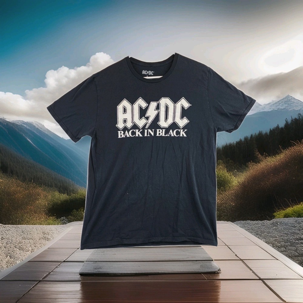 AC/DC Back In Black Graphic Logo Black T-shirt Mens large