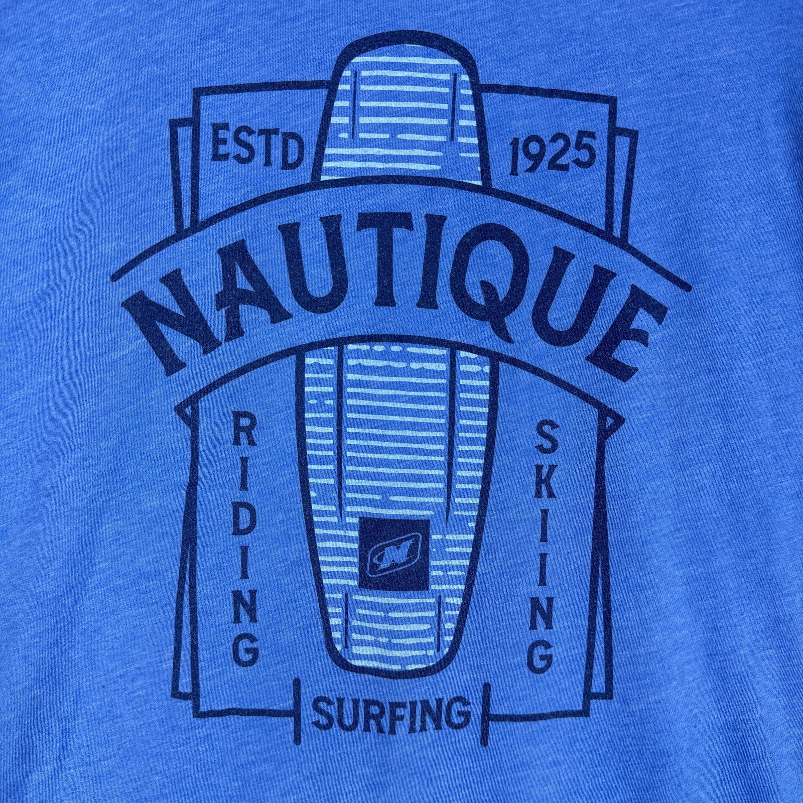 Nautique Shirt Mens 2XL Blue Surfing Riding Skiing Boat Graphic Tee Back Print gallery