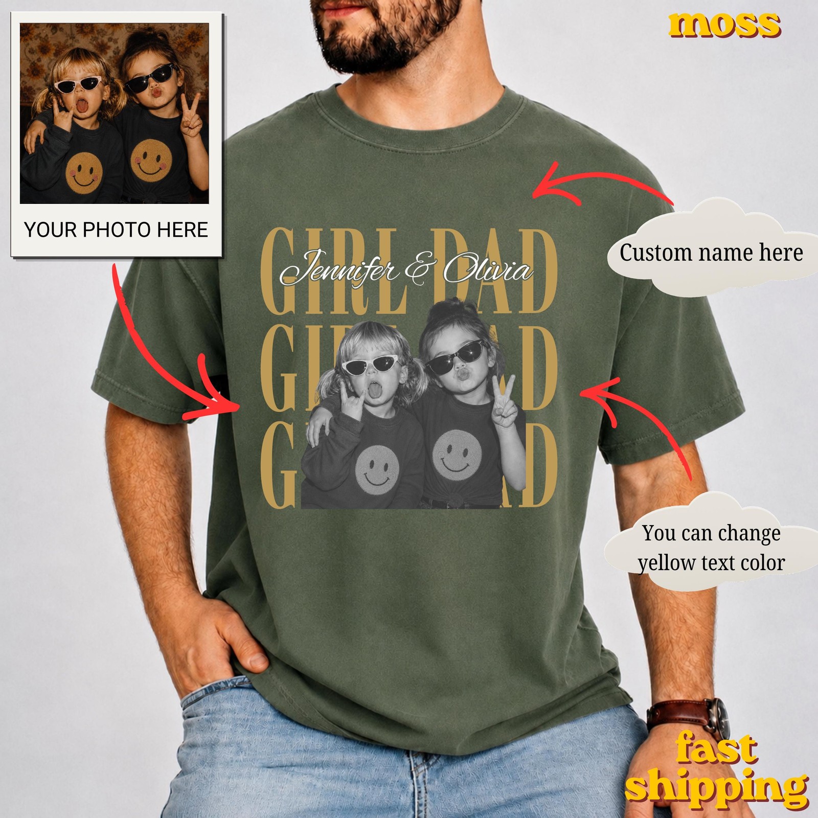 Personalized Dad Photo T-Shirt, Custom Fathers Day Gift Tee gallery