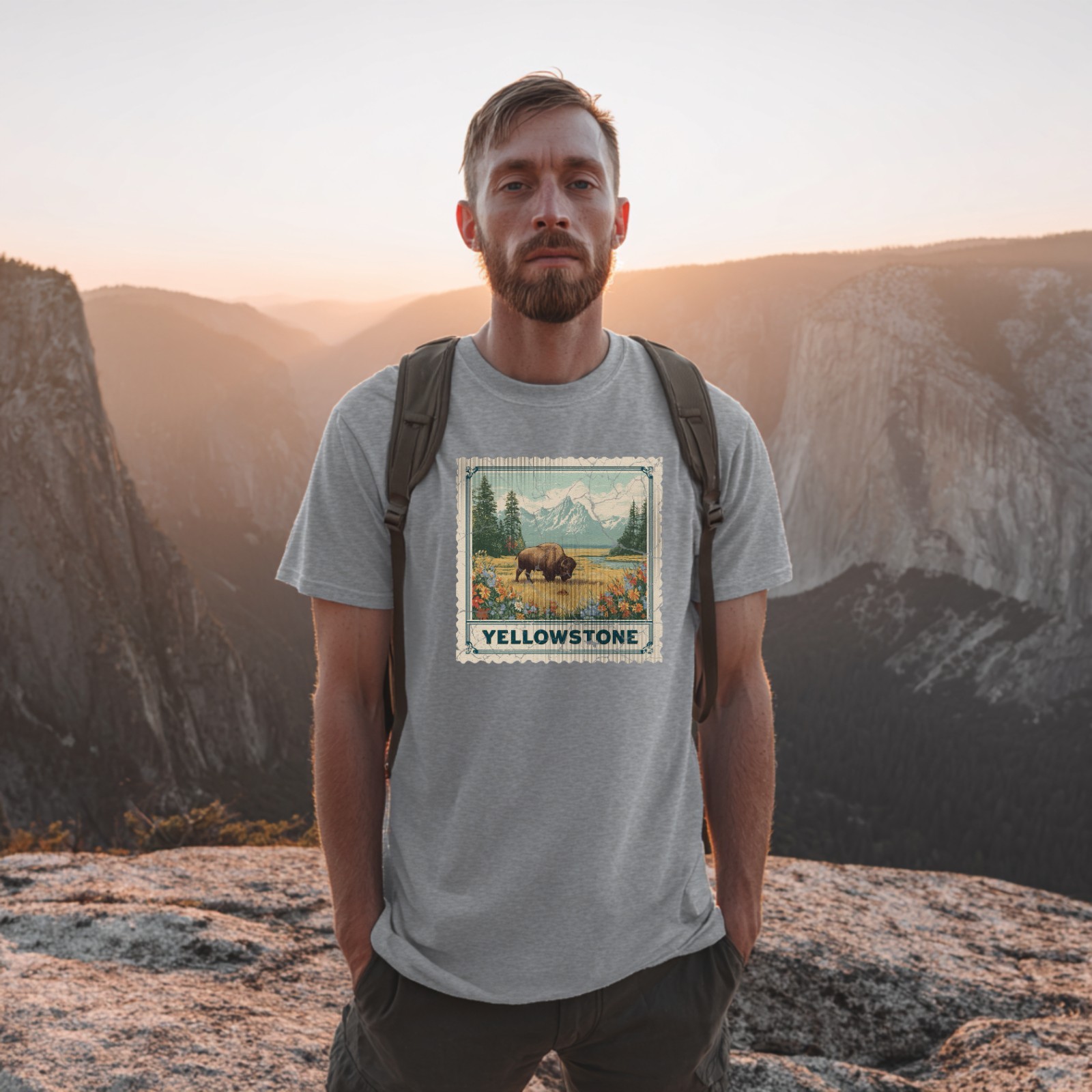 Yellowstone National Park Shirt Wyoming Souvenir Shirt Stamp USA Camping Hiking gallery