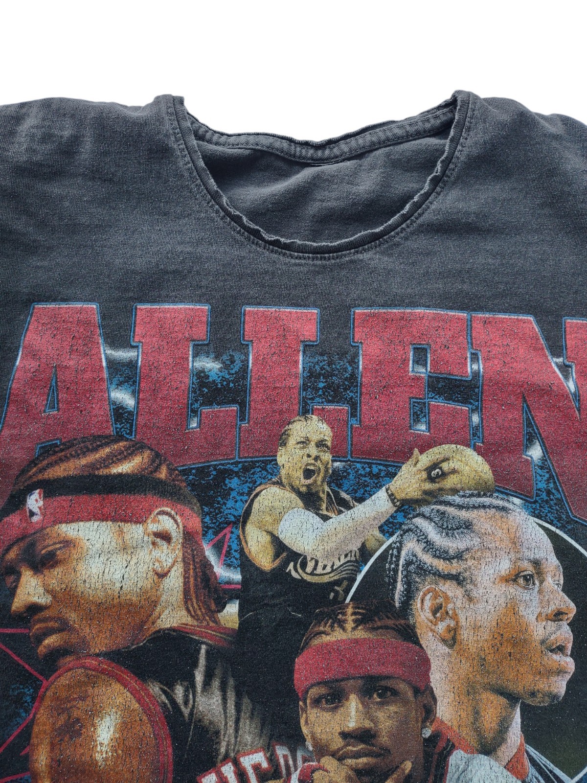 ALLEN IVERSON Vintage NBA Philadelphia 76ers Headshots Black Cutoff Shirt, HTF gallery