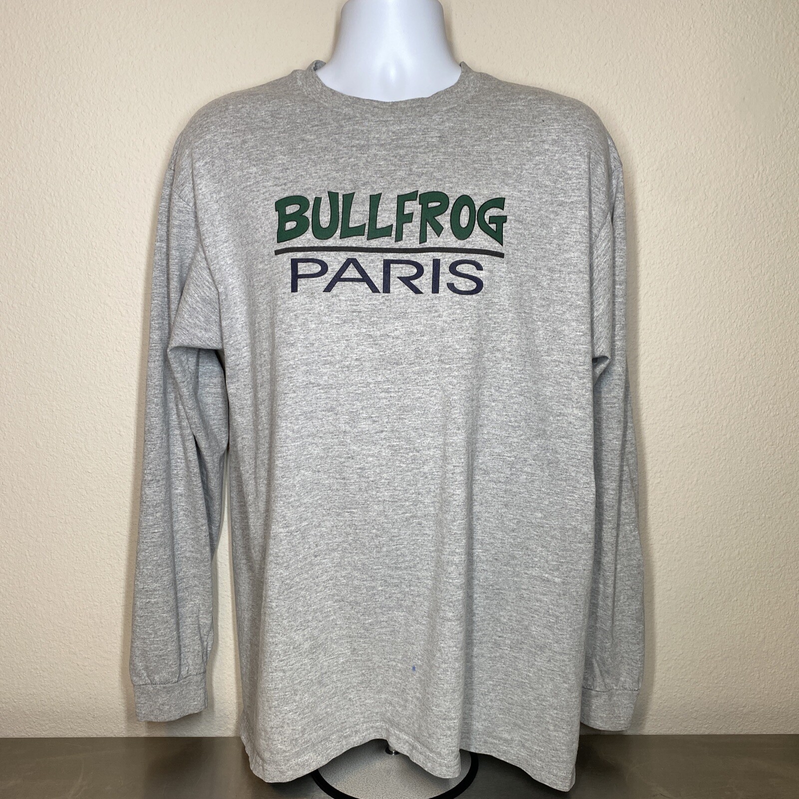 Vintage 🔥Anvil Bullfrog Paris Graphic Long Sleeve T-Shirt Adult Size XL Tourist