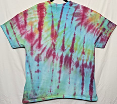 Handmade Tie Dye Spiral & Lines Pattern Rainbow XL Shirt 22.5″ W X 29.5″ L