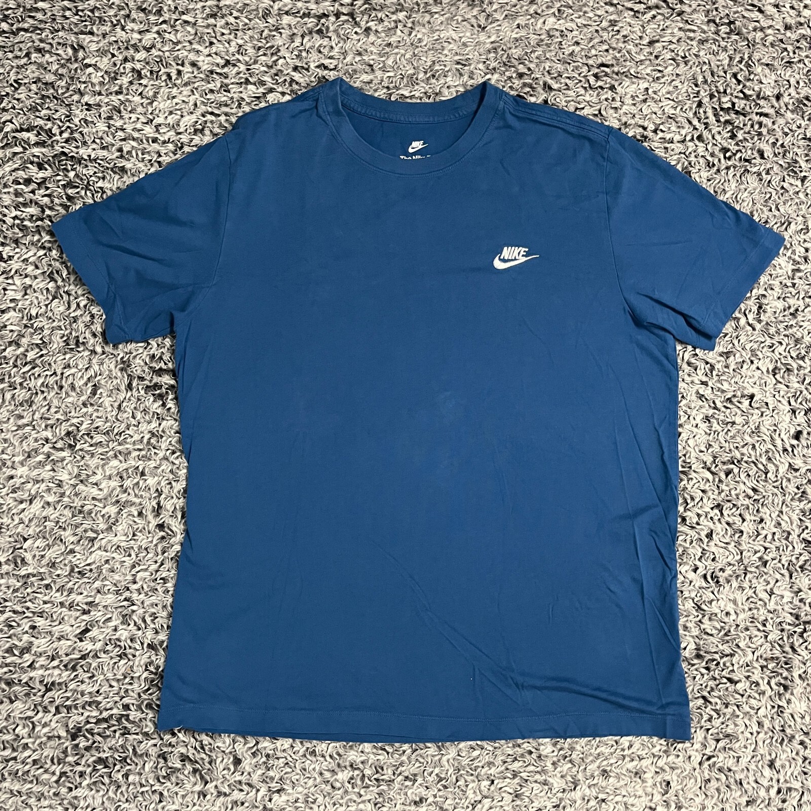 Nike Shirt Adult Large Blue White Logo Swoosh Activewear Short Sleeve Casual Men