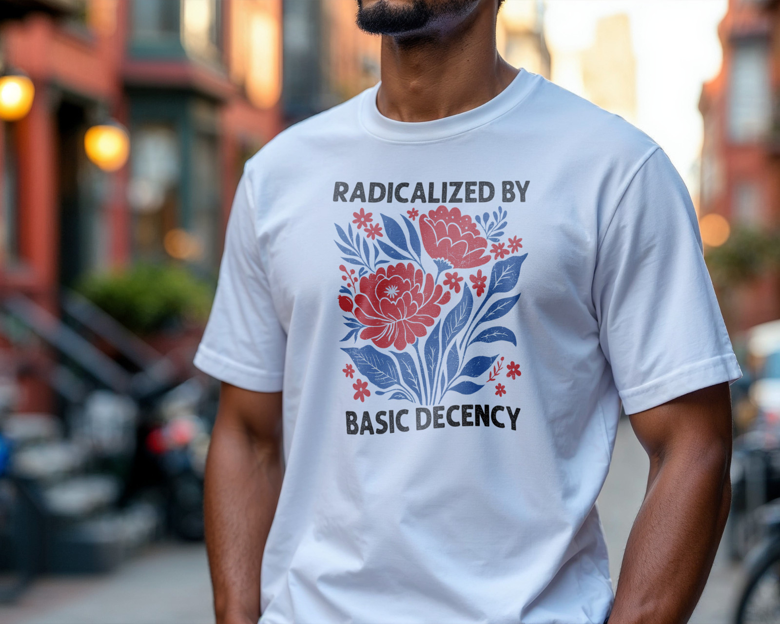 Radicalized by Basic Decency T-Shirt Political Activism Floral Equality A83 gallery