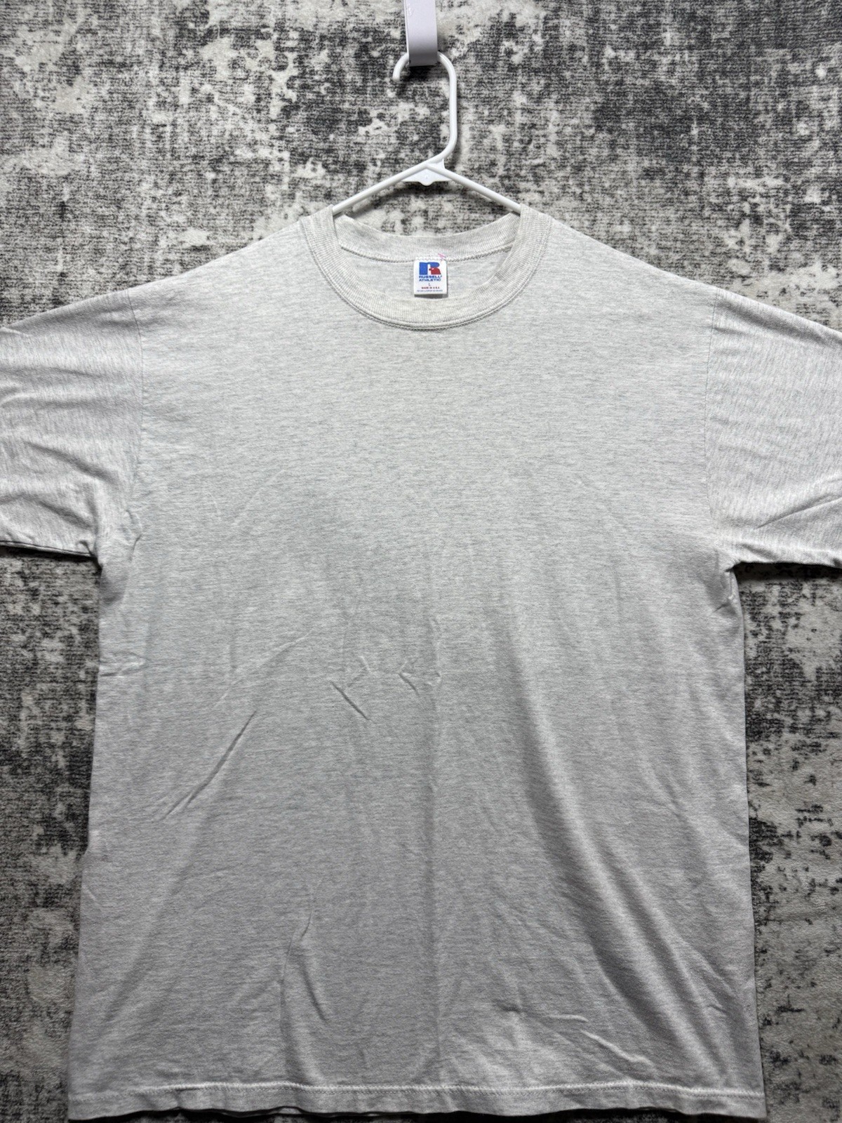 Vintage Russell Athletic Blank T Shirt Men’s Size Large Gray USA Made 90s gallery