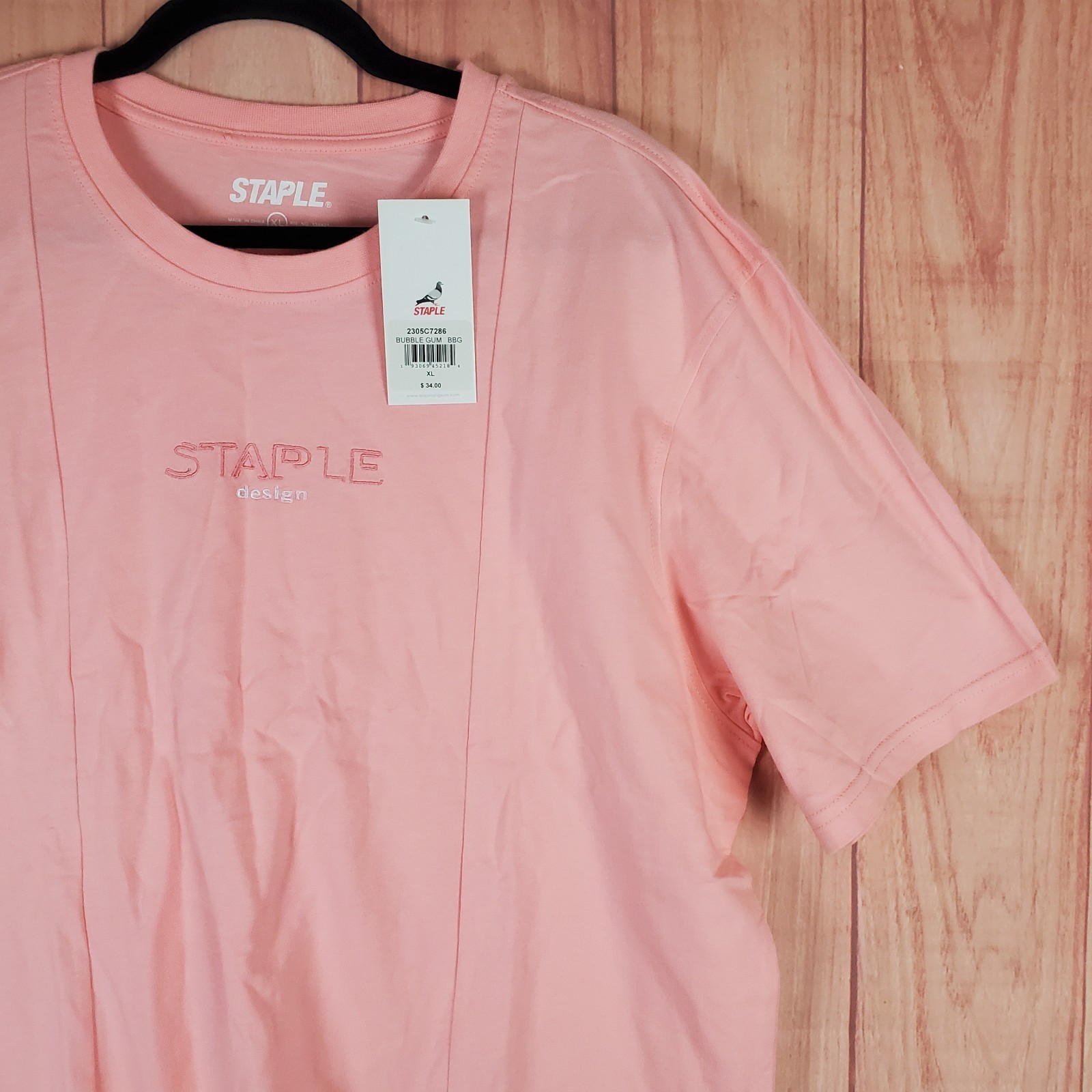 Staple Pigeon T Shirt Mens XL Bubblegum Pink Cotton Embroidered Logo Casual Wear gallery