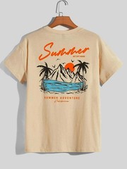 Unisex Summer Set Off Again Beach Printed Short Sleeved Cotton T-Shirt top tee
