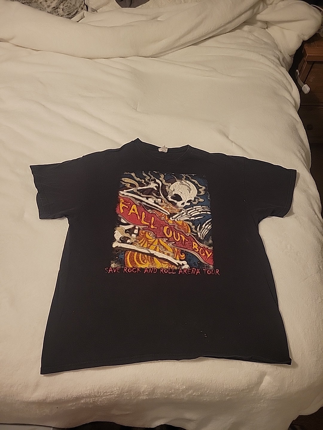 Vtg Fall Out Boy Band T Shirt 2013 Save Rock Roll Arena Tour Sz XL Black