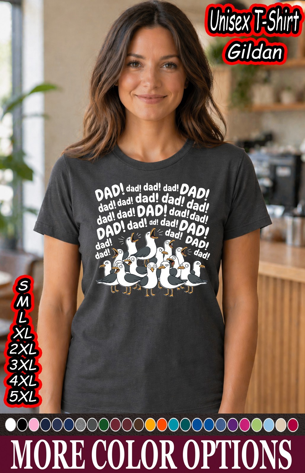Funny Seagull Dad Shirt Fathers Day Gift Humor Graphic Tee gallery
