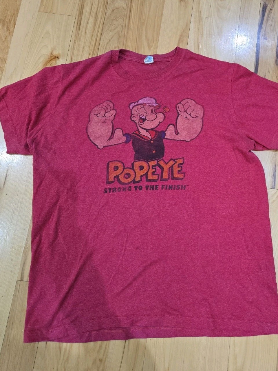 Vtg T Popeye The Sailor Man T-Shirt Soft Spun 90s Strong to the Finish Size L gallery