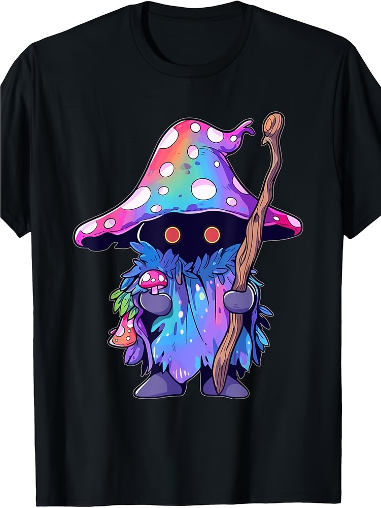 Men’s Vintage Psychedelic Wizard Graphic T-Shirt – Heavyweight 180gsm Cotton C