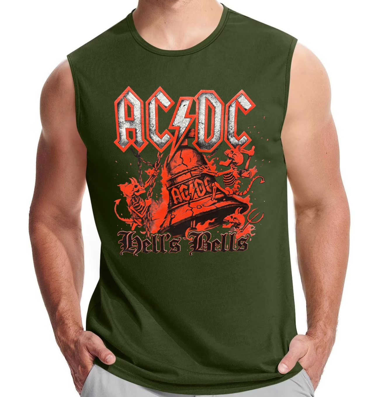 ACDC HELL'S BELLS ROCK Band Men's Muscle Shirt (Multiple Colors) gallery