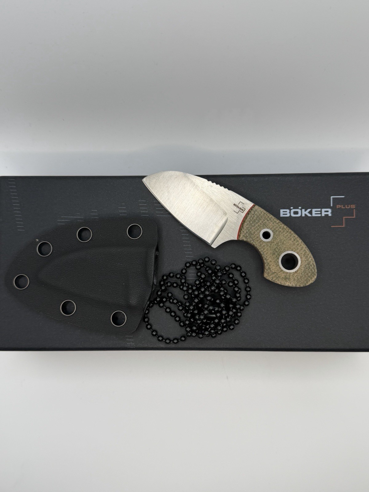 Boker Plus Gnome Micarta Handle D2 Fixed Blade Neck Knife New 02BO324